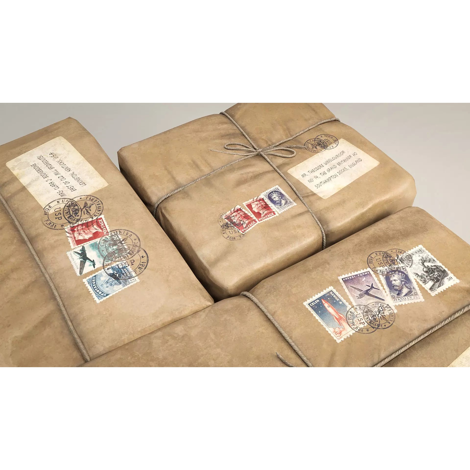 Vintage Packages - Low-Poly Game-Ready 3D Model - View 6