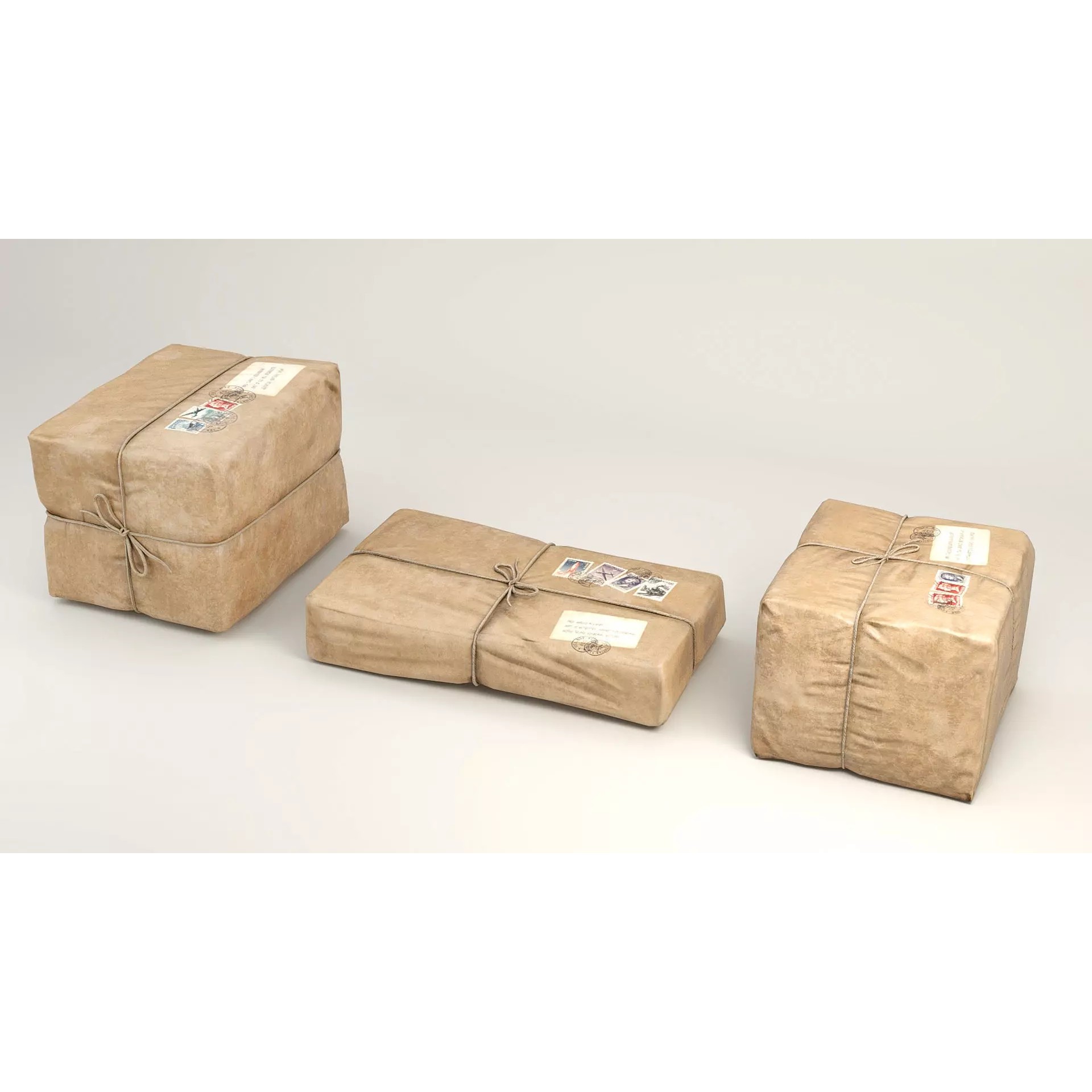 Vintage Packages - Low-Poly Game-Ready 3D Model - View 7