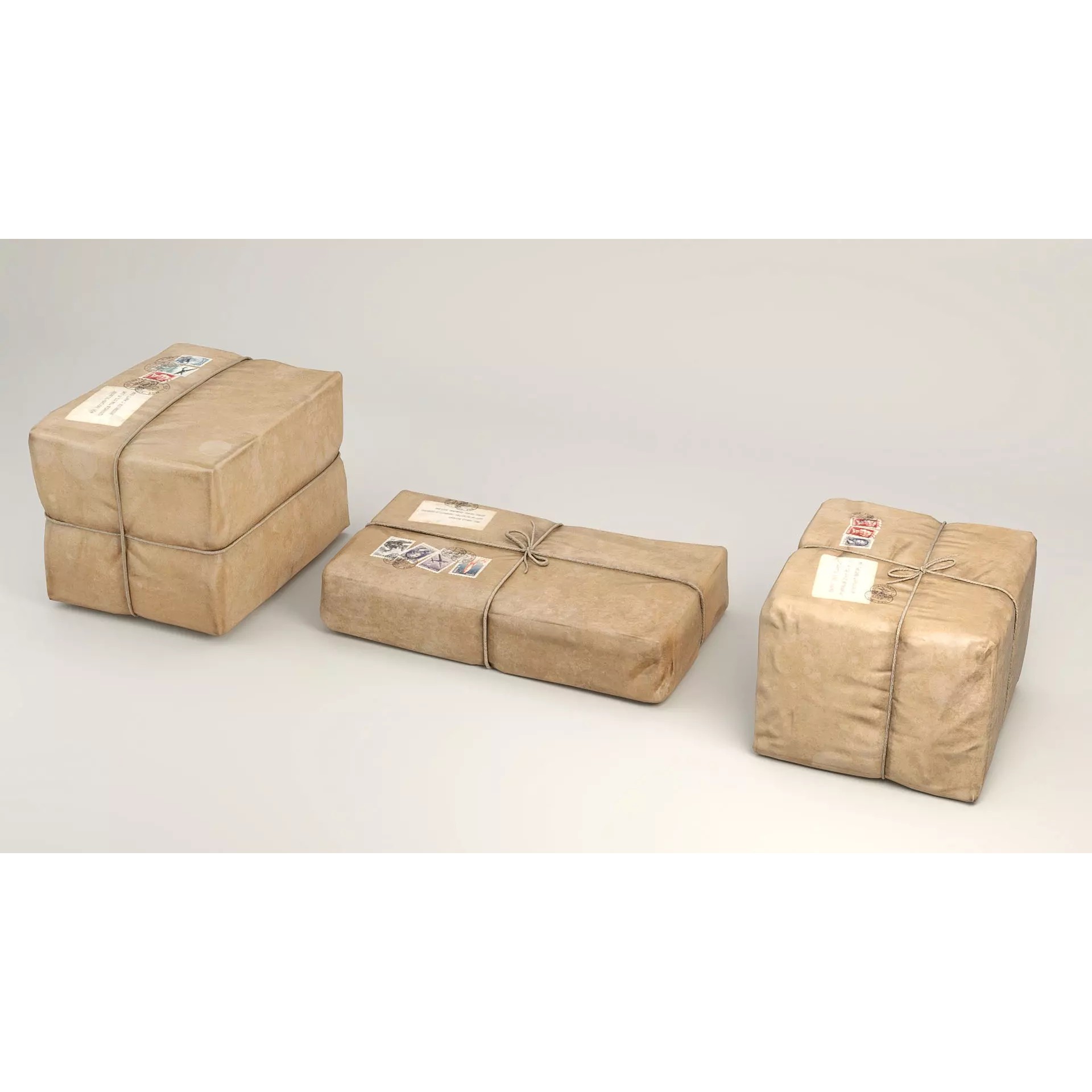 Vintage Packages - Low-Poly Game-Ready 3D Model - View 9