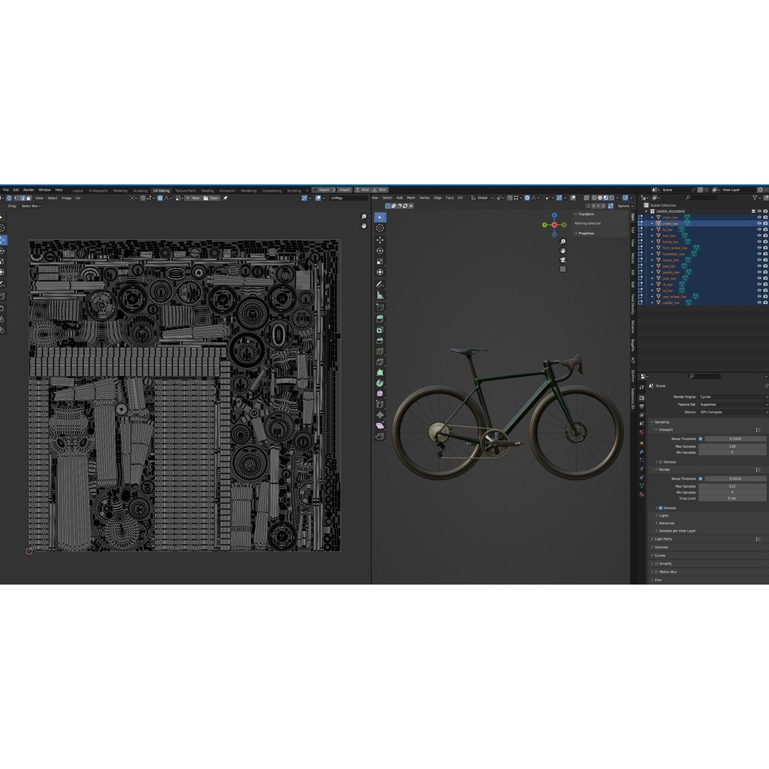 Green Roadbike 3D Model – Low Poly Game Asset, FBX, PBR Textures - View 13