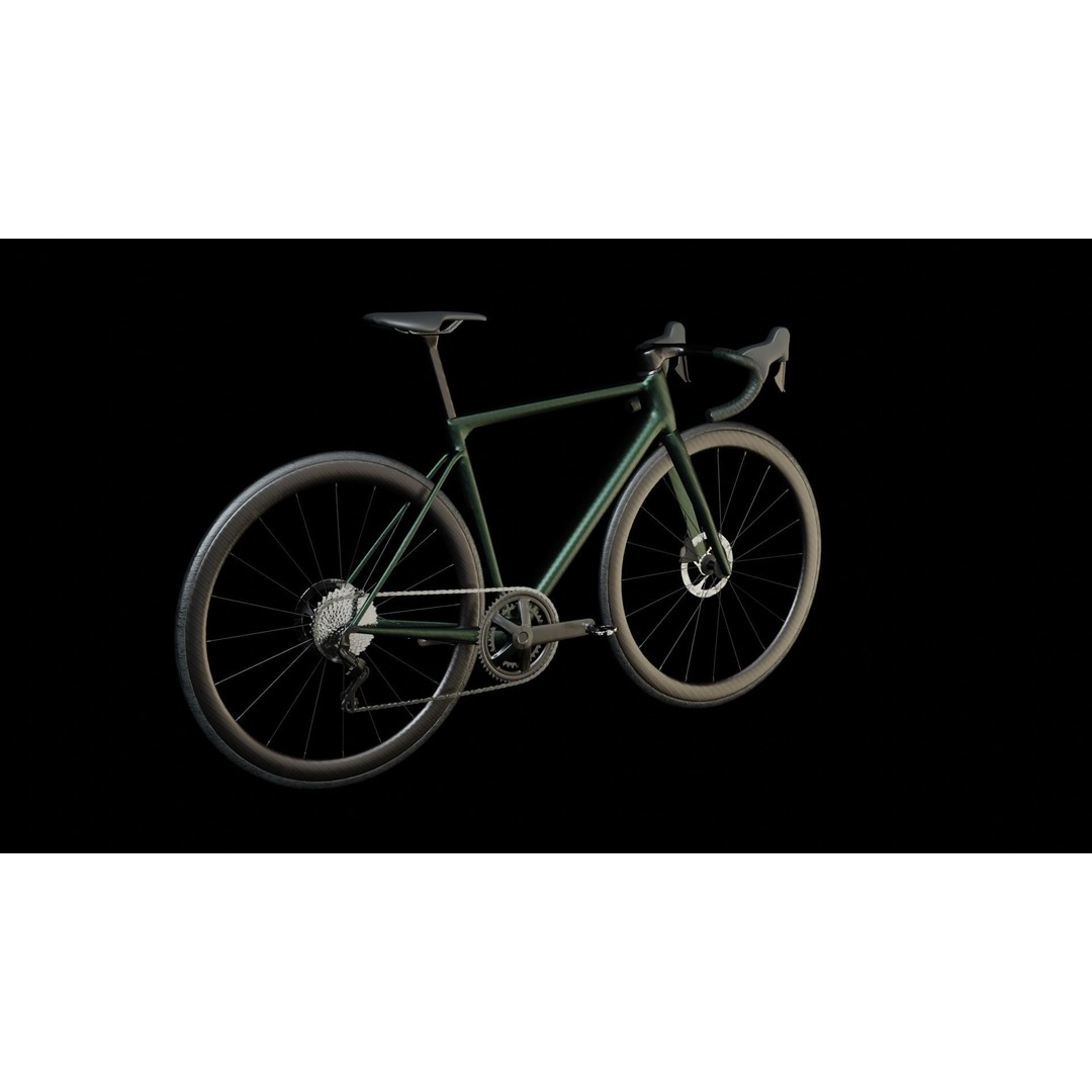 Green Roadbike 3D Model – Low Poly Game Asset, FBX, PBR Textures - View 9