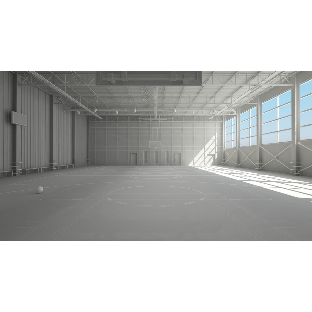 Basketball Court 3D Model – Realistic Interior Asset, FBX & OBJ - View 12
