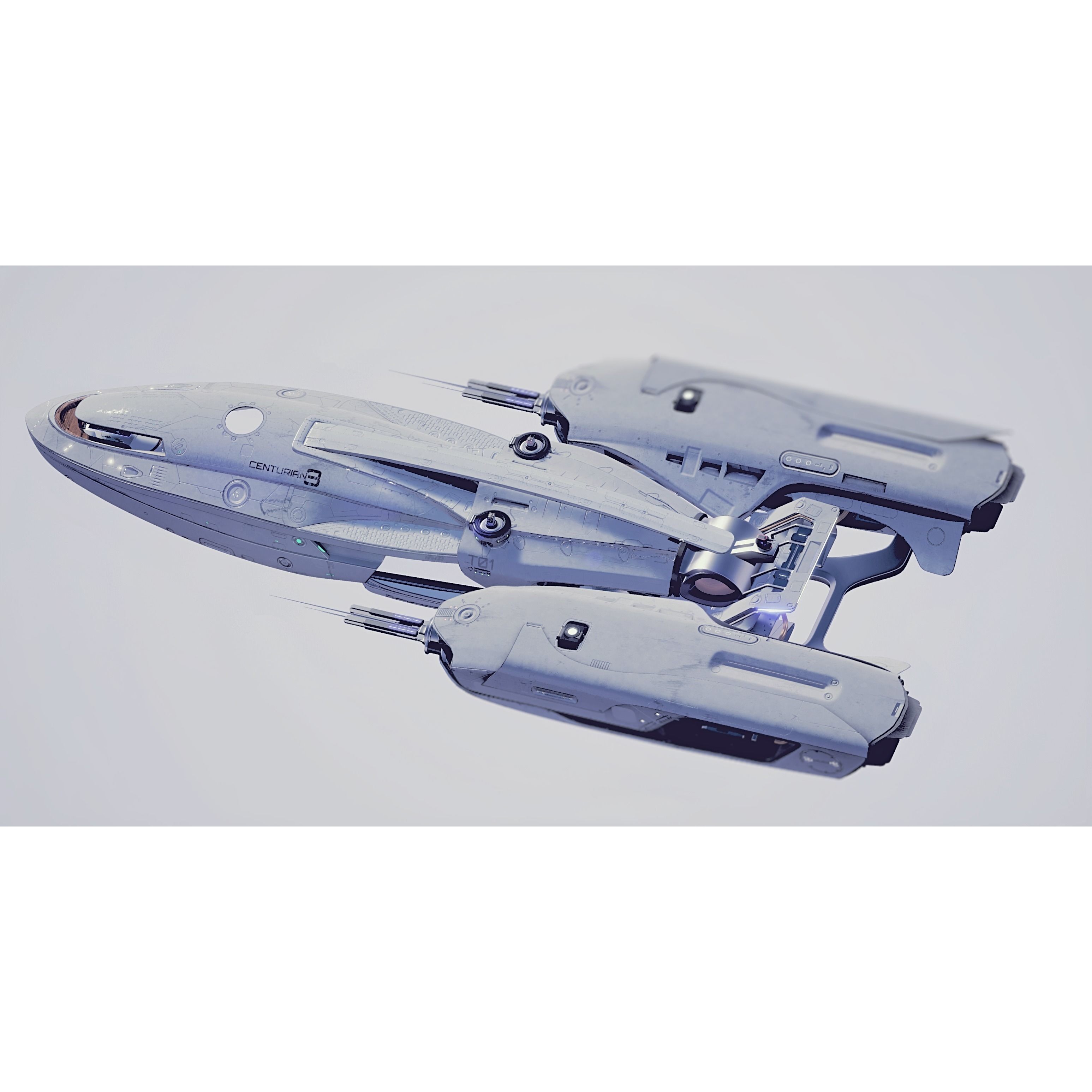 Centurion Spaceship - Low-Poly Game-Ready 3D Model - View 9