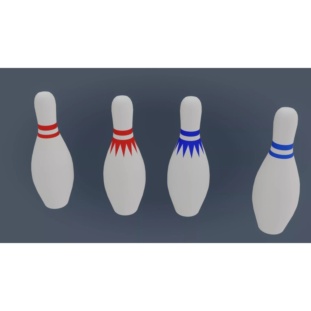 Bowling Set 3D Model – Low Poly Game Ready PBR Asset, FBX, OBJ - View 4