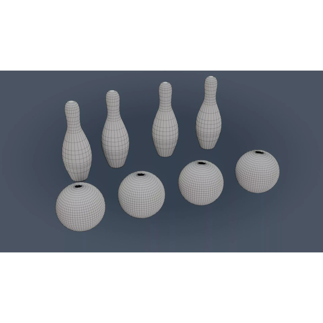 Bowling Set 3D Model – Low Poly Game Ready PBR Asset, FBX, OBJ - View 9
