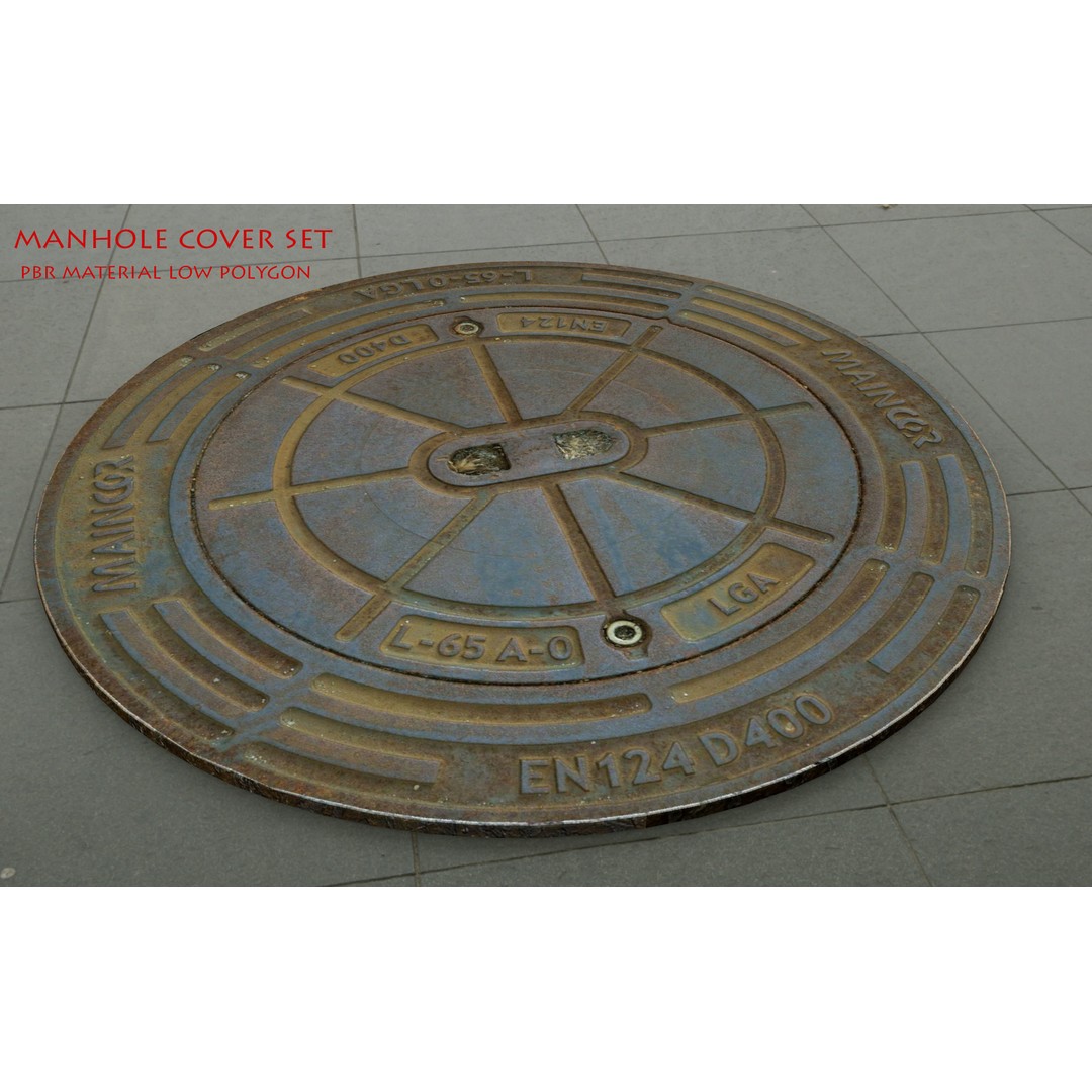 Street Manhole Cover 3D Model – Low Poly PBR Game Asset, FBX