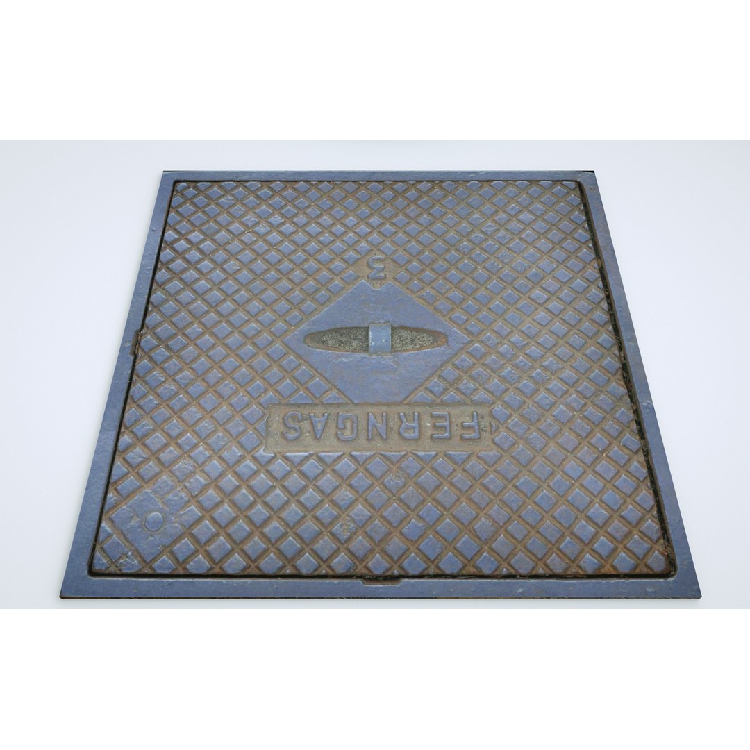 Street Manhole Cover 3D Model – Low Poly PBR Game Asset, FBX - View 11