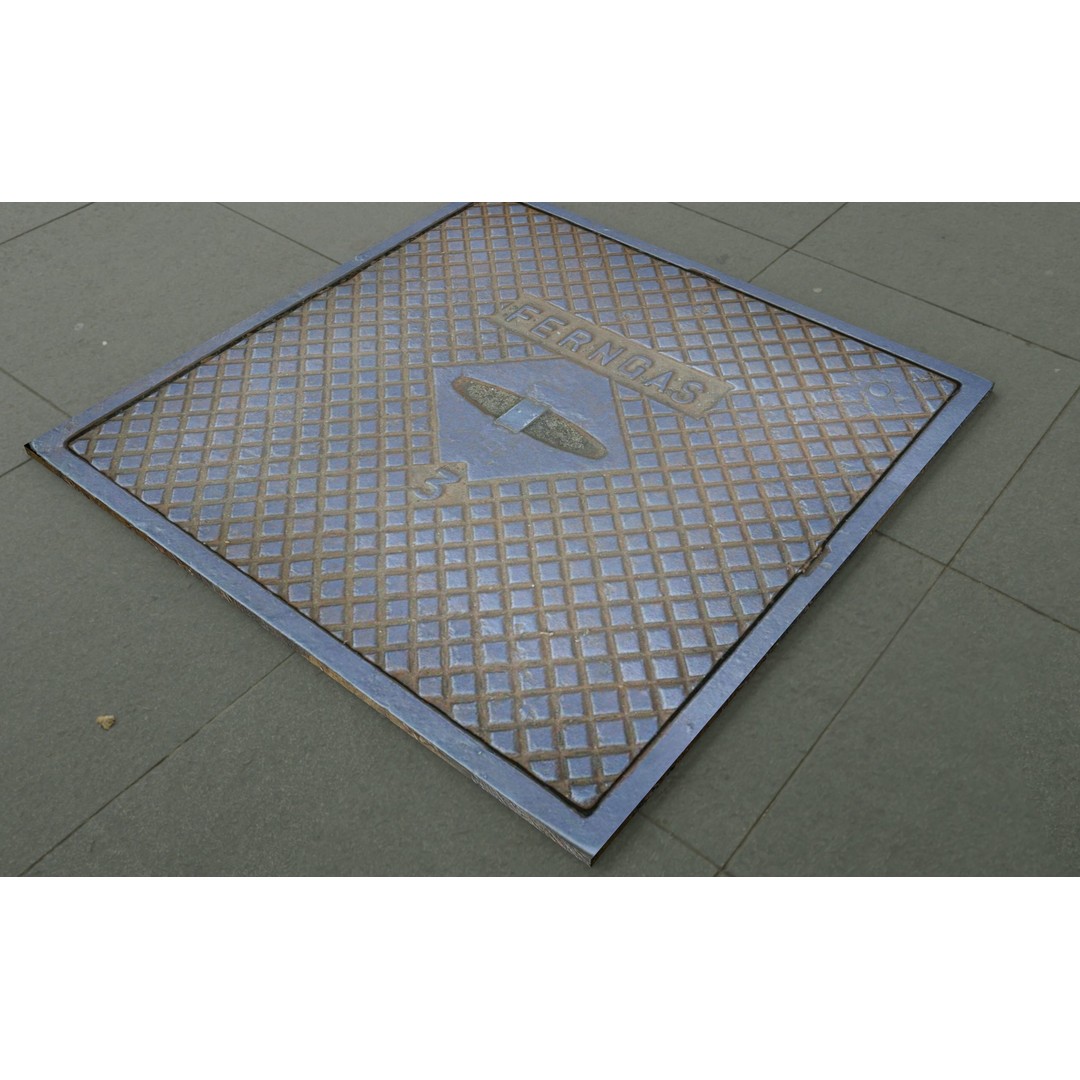 Street Manhole Cover 3D Model – Low Poly PBR Game Asset, FBX - View 15