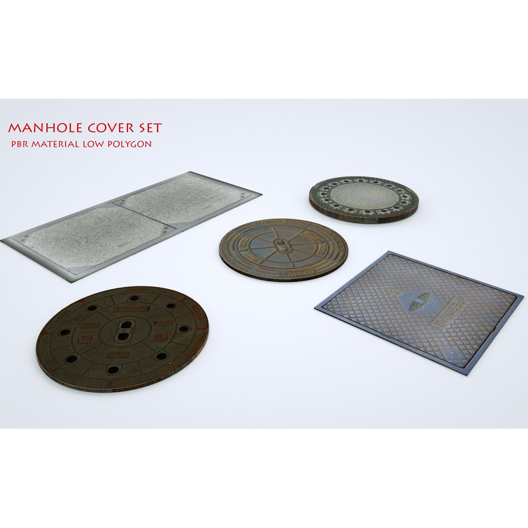 Street Manhole Cover 3D Model – Low Poly PBR Game Asset, FBX - View 3