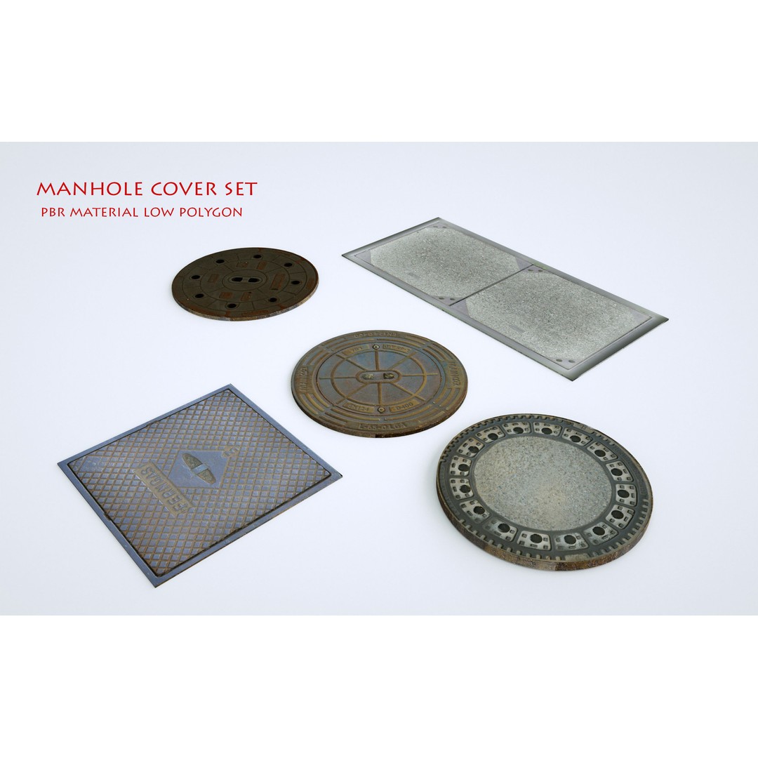 Street Manhole Cover 3D Model – Low Poly PBR Game Asset, FBX - View 4