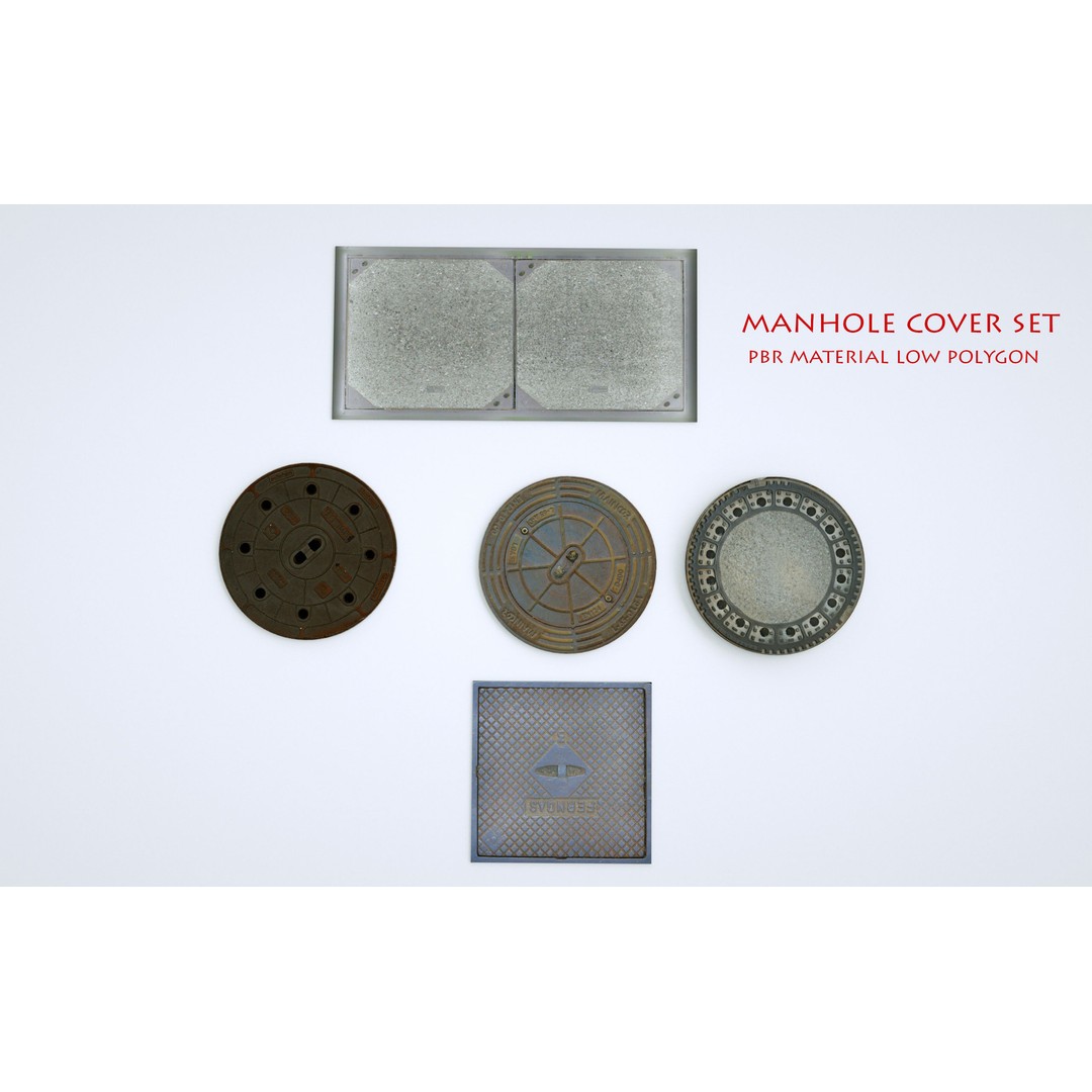 Street Manhole Cover 3D Model – Low Poly PBR Game Asset, FBX - View 5