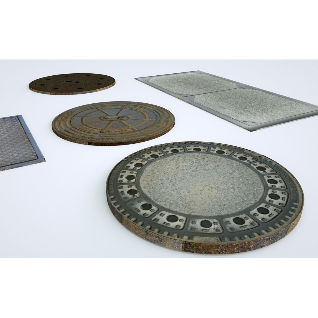 Street Manhole Cover 3D Model – Low Poly PBR Game Asset, FBX - View 6
