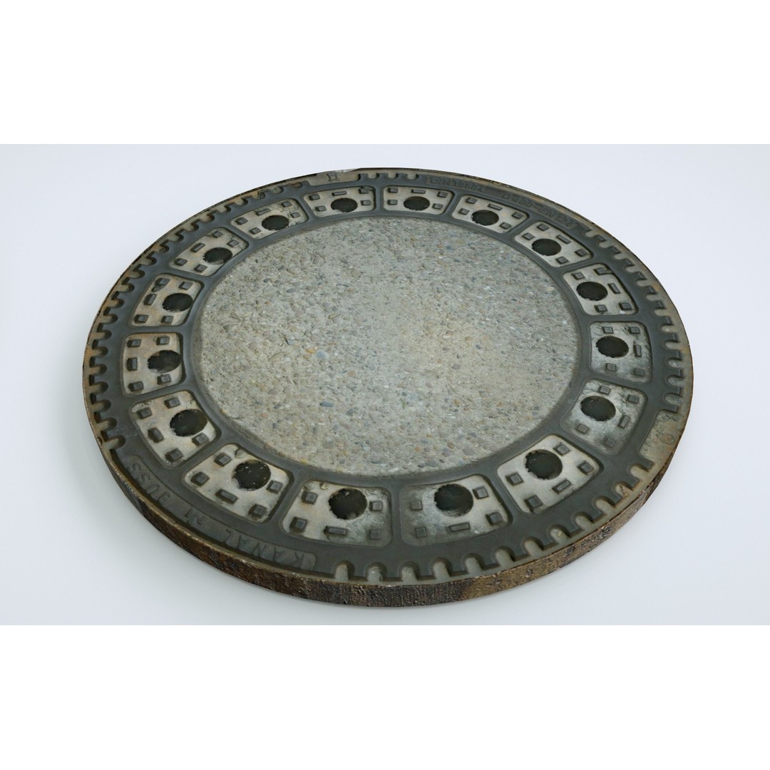 Street Manhole Cover 3D Model – Low Poly PBR Game Asset, FBX - View 8