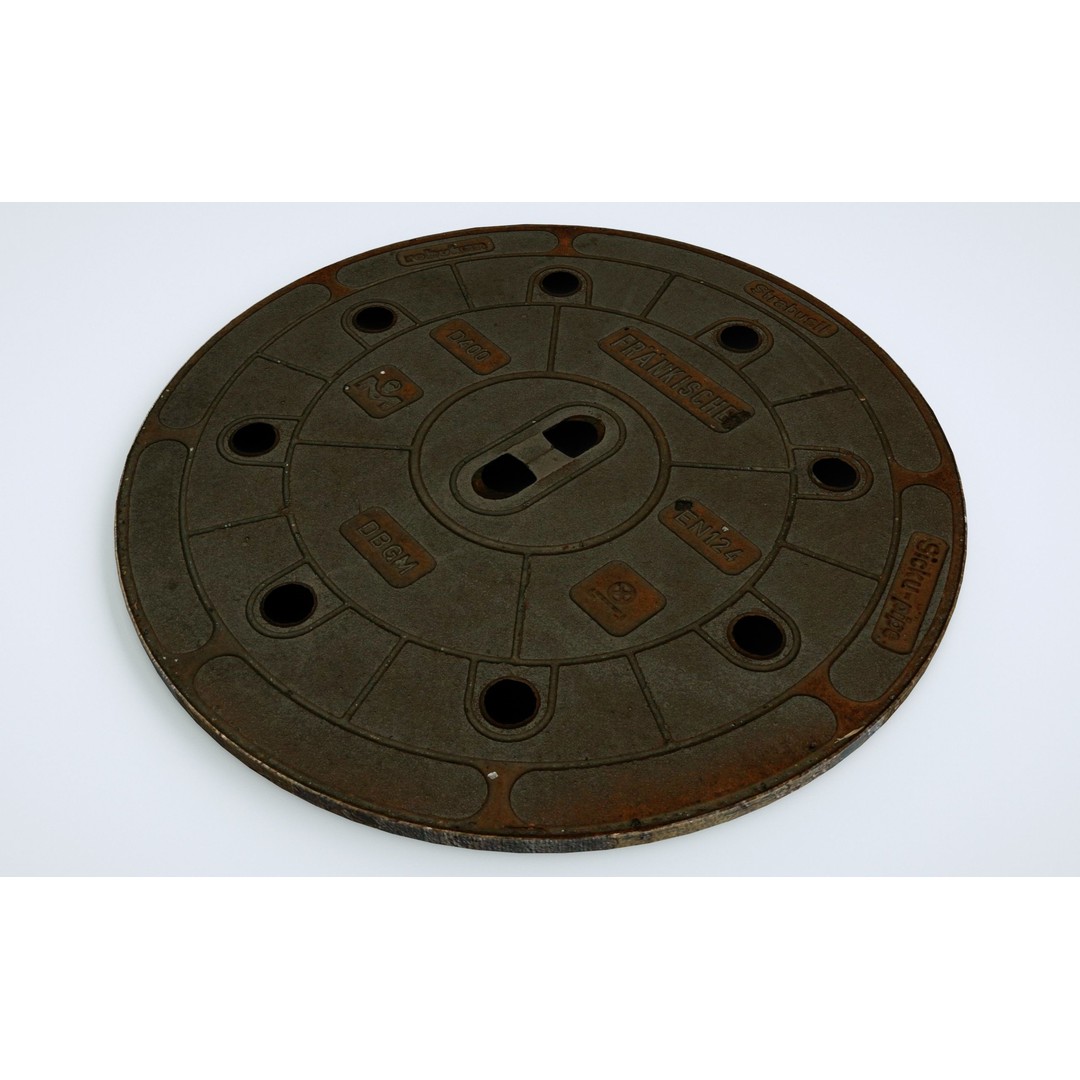 Street Manhole Cover 3D Model – Low Poly PBR Game Asset, FBX - View 9