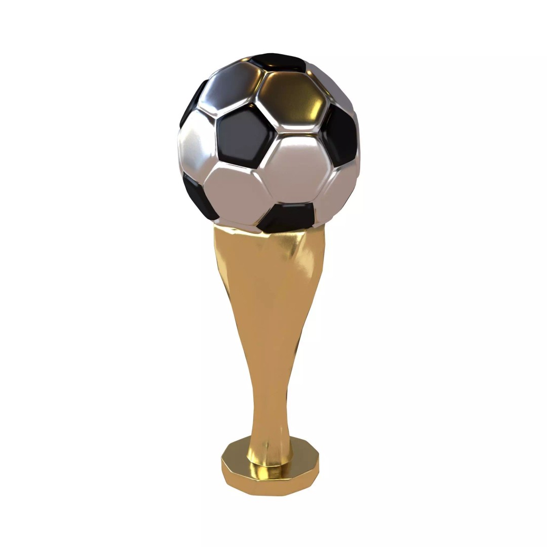 Soccer Ball Trophy 3D Model – Low Poly Game Asset, FBX, OBJ - View 2