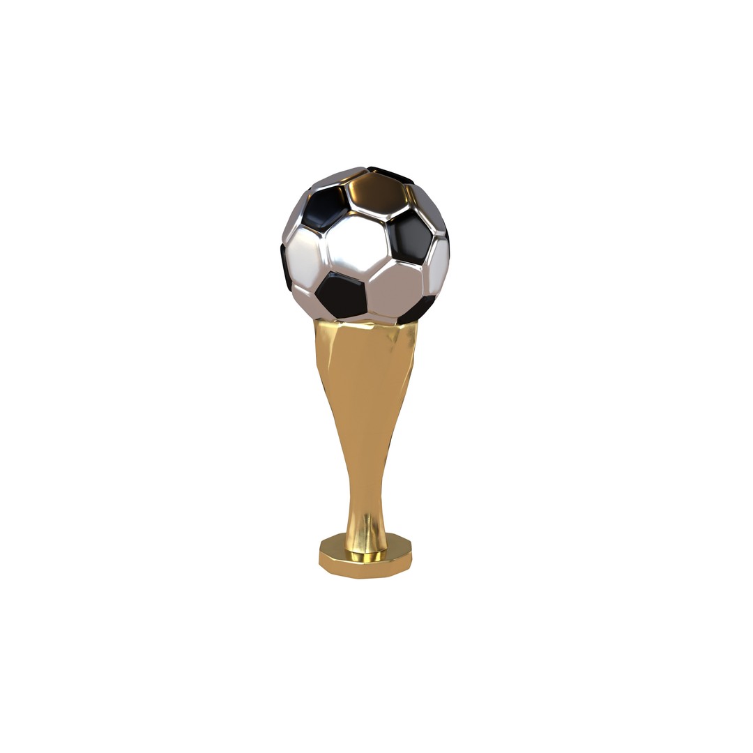 Soccer Ball Trophy 3D Model – Low Poly Game Asset, FBX, OBJ - View 3