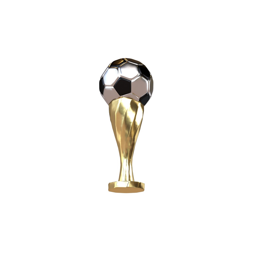Soccer Ball Trophy 3D Model – Low Poly Game Asset, FBX, OBJ - View 4