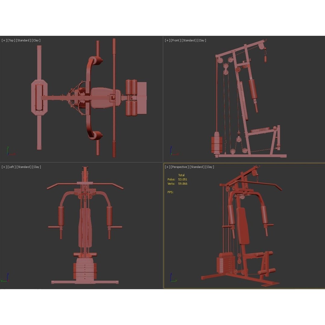 Bodybuilding Station 3D Model – Realistic Gym Equipment, FBX & OBJ