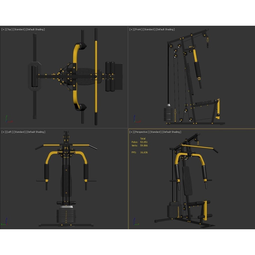 Bodybuilding Station 3D Model – Realistic Gym Equipment, FBX & OBJ - View 18