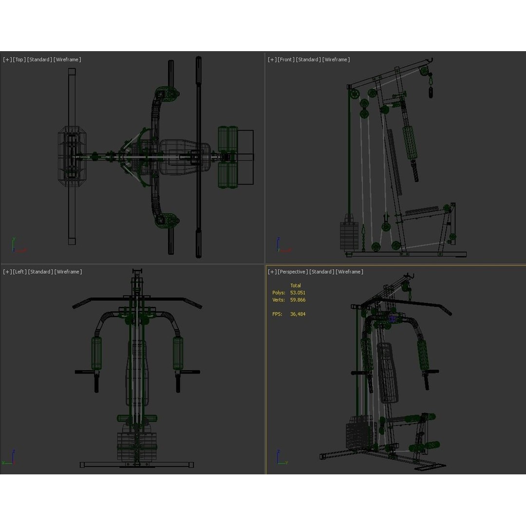 Bodybuilding Station 3D Model – Realistic Gym Equipment, FBX & OBJ - View 19
