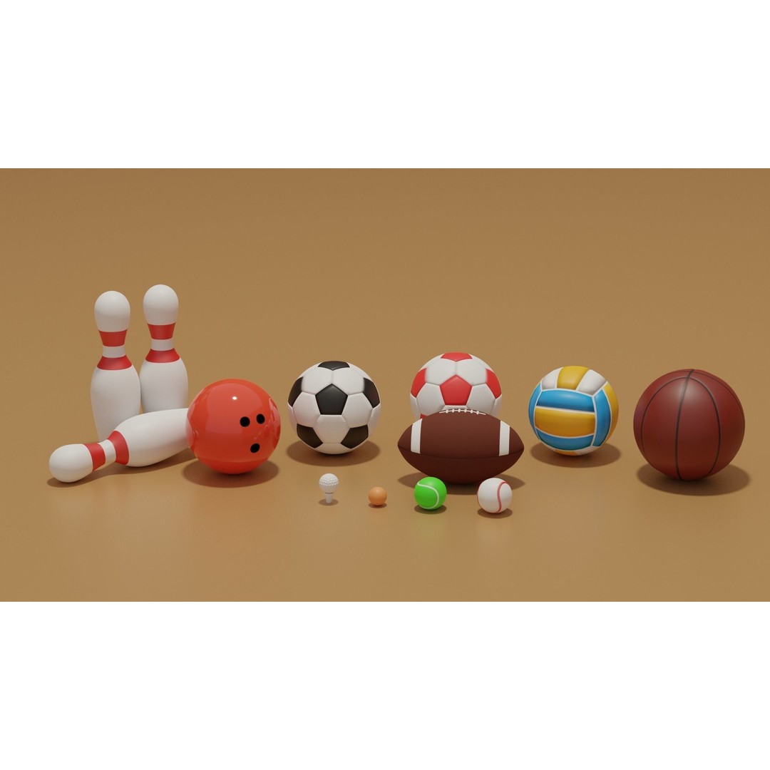 Sport Balls Collection 3D Model – Low Poly Game-Ready Assets, FBX, OBJ - View 3