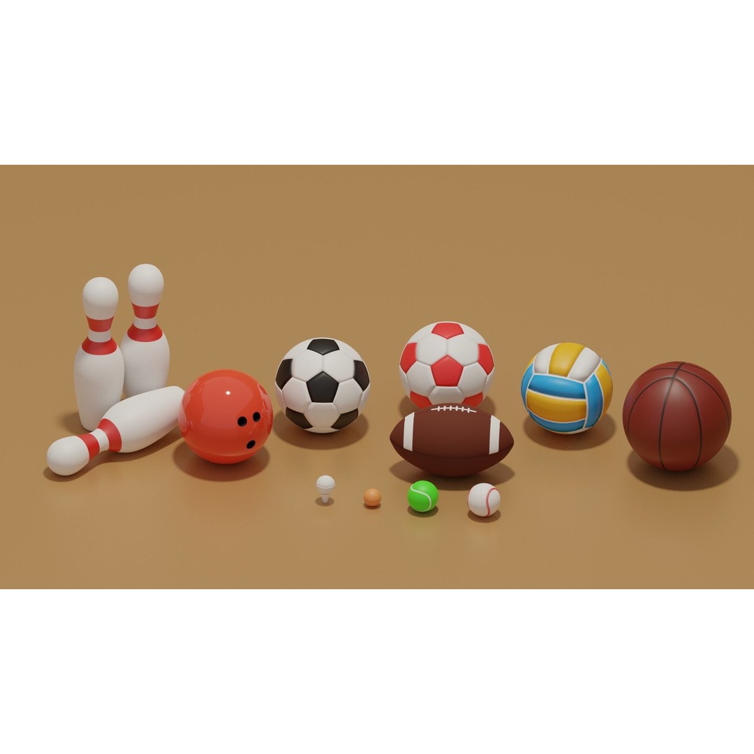 Sport Balls Collection 3D Model – Low Poly Game-Ready Assets, FBX, OBJ - View 4