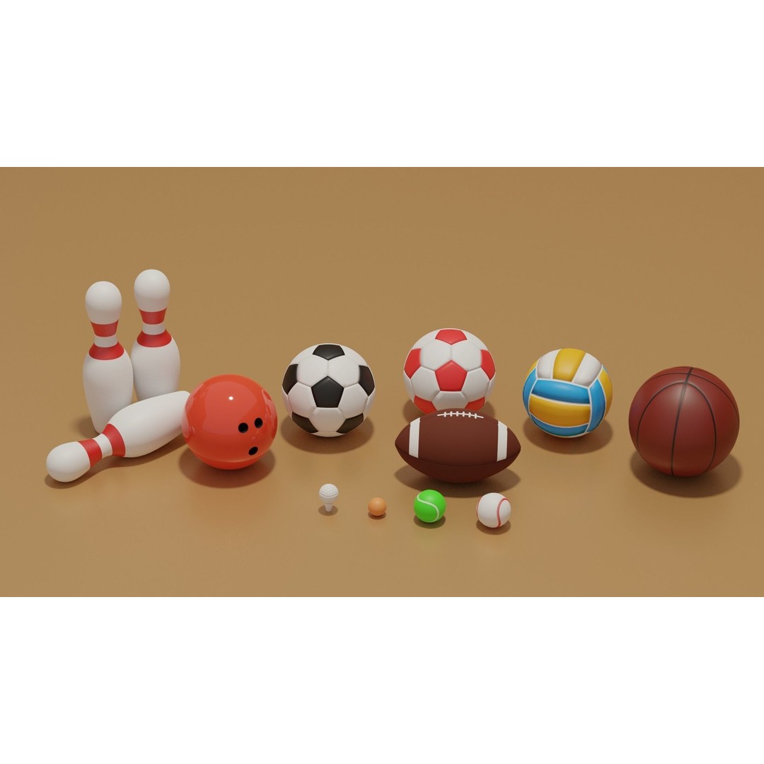 Sport Balls Collection 3D Model – Low Poly Game-Ready Assets, FBX, OBJ - View 5