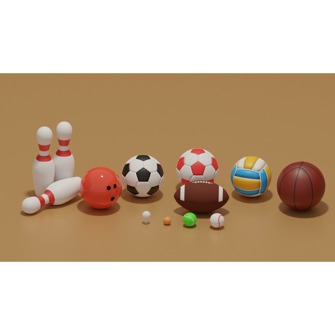 Sport Balls Collection 3D Model – Low Poly Game-Ready Assets, FBX, OBJ - View 6