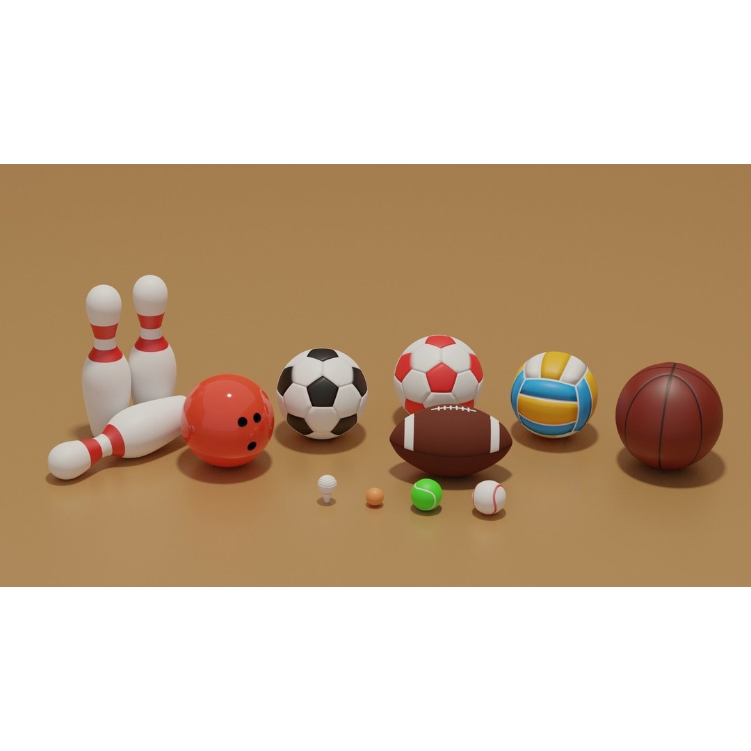 Sport Balls Collection 3D Model – Low Poly Game-Ready Assets, FBX, OBJ - View 7