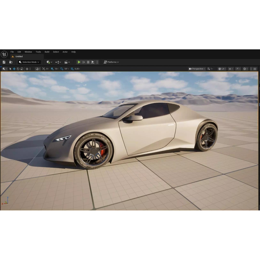 Futuristic Concept Car 3D Model – Original Design, Game-Ready FBX - View 4