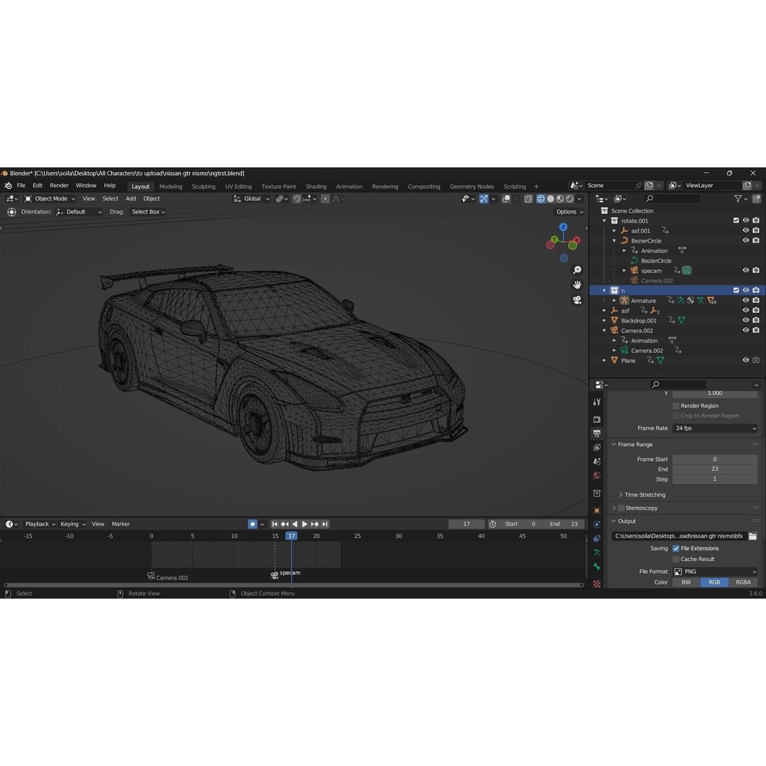 Nissan GTR VT 3D Model – Low Poly Game Asset for Blender - View 8