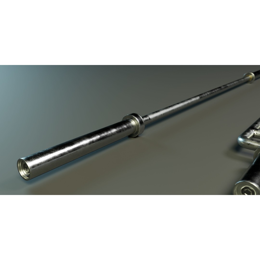 Training Bar Set 3D Model – Low Poly PBR Gym Equipment, FBX, OBJ - View 7