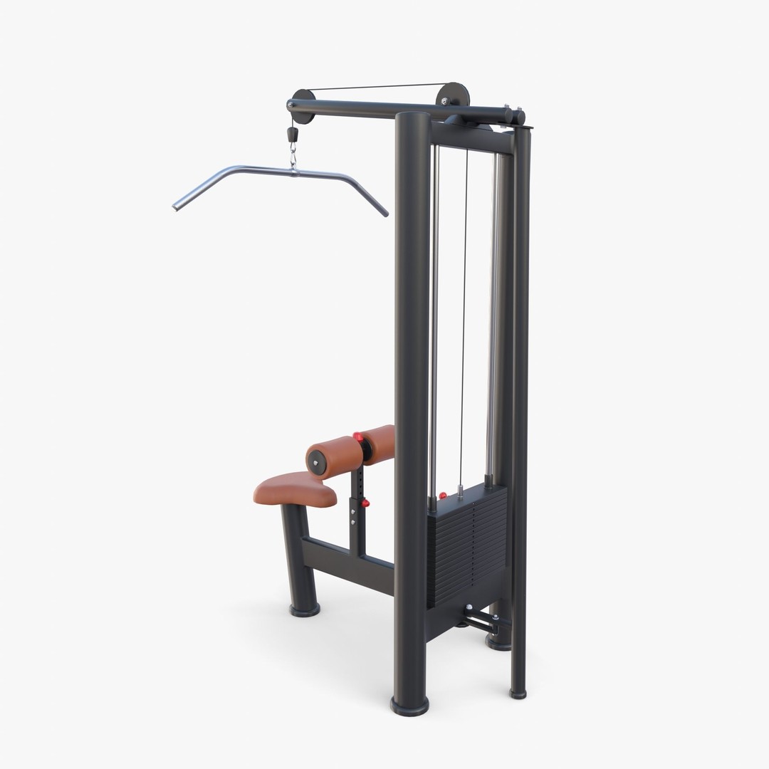 Lat Machine 3D Model – High Poly Gym Equipment, PBR Textures, FBX - View 4