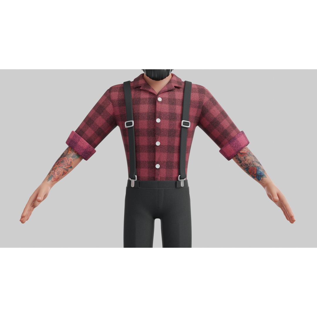 Hipster Man 3D Model – Low Poly Cartoon Character, Rigged FBX - View 18