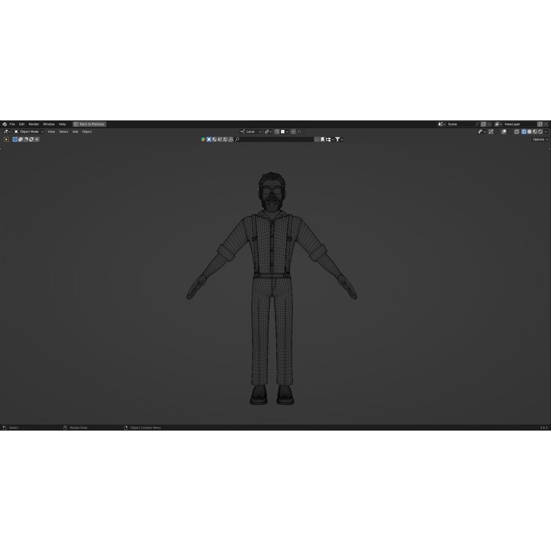Hipster Man 3D Model – Low Poly Cartoon Character, Rigged FBX - View 20