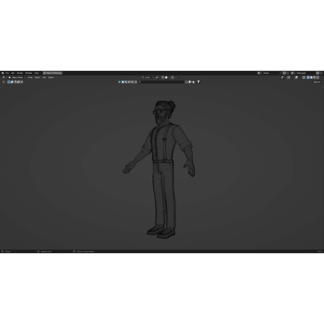 Hipster Man 3D Model – Low Poly Cartoon Character, Rigged FBX - View 21