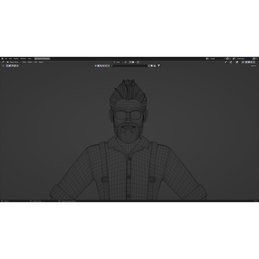 Hipster Man 3D Model – Low Poly Cartoon Character, Rigged FBX - View 25