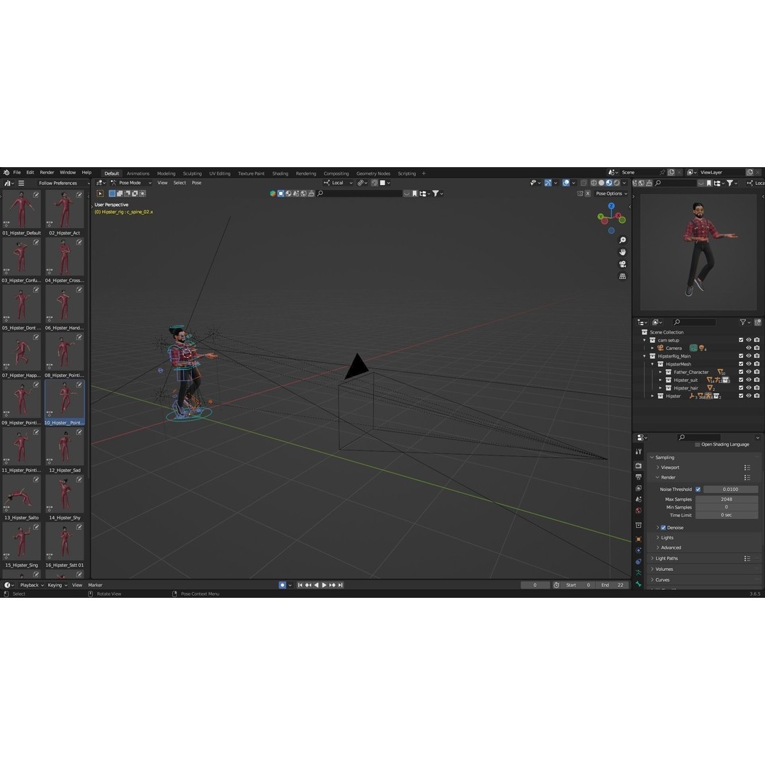 Hipster Man 3D Model – Low Poly Cartoon Character, Rigged FBX - View 28