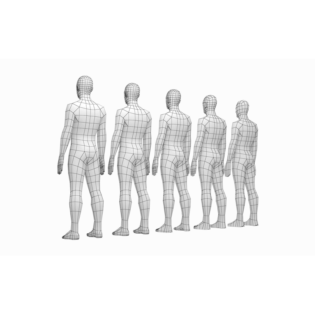 Natural Male 3D Model – Low Poly Base Mesh in 5 Topologies, FBX - View 4