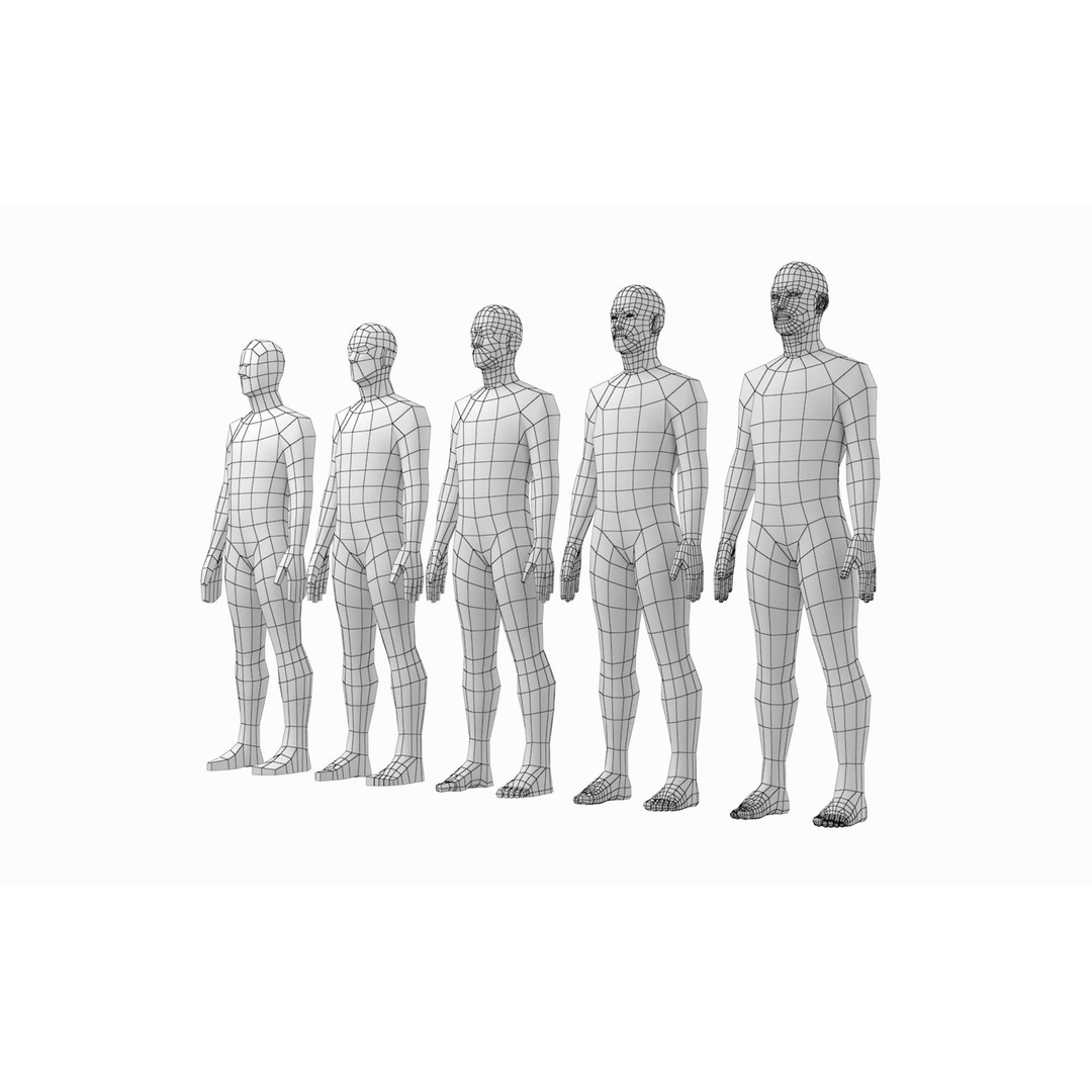 Natural Male 3D Model – Low Poly Base Mesh in 5 Topologies, FBX - View 5