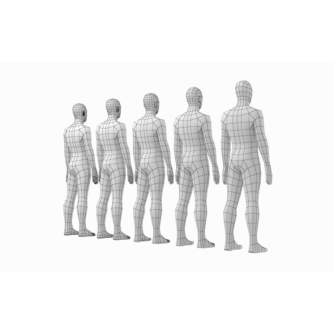 Natural Male 3D Model – Low Poly Base Mesh in 5 Topologies, FBX - View 6