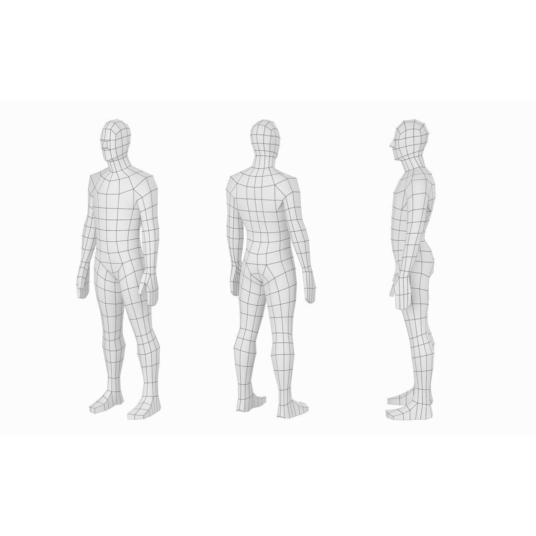 Natural Male 3D Model – Low Poly Base Mesh in 5 Topologies, FBX - View 9