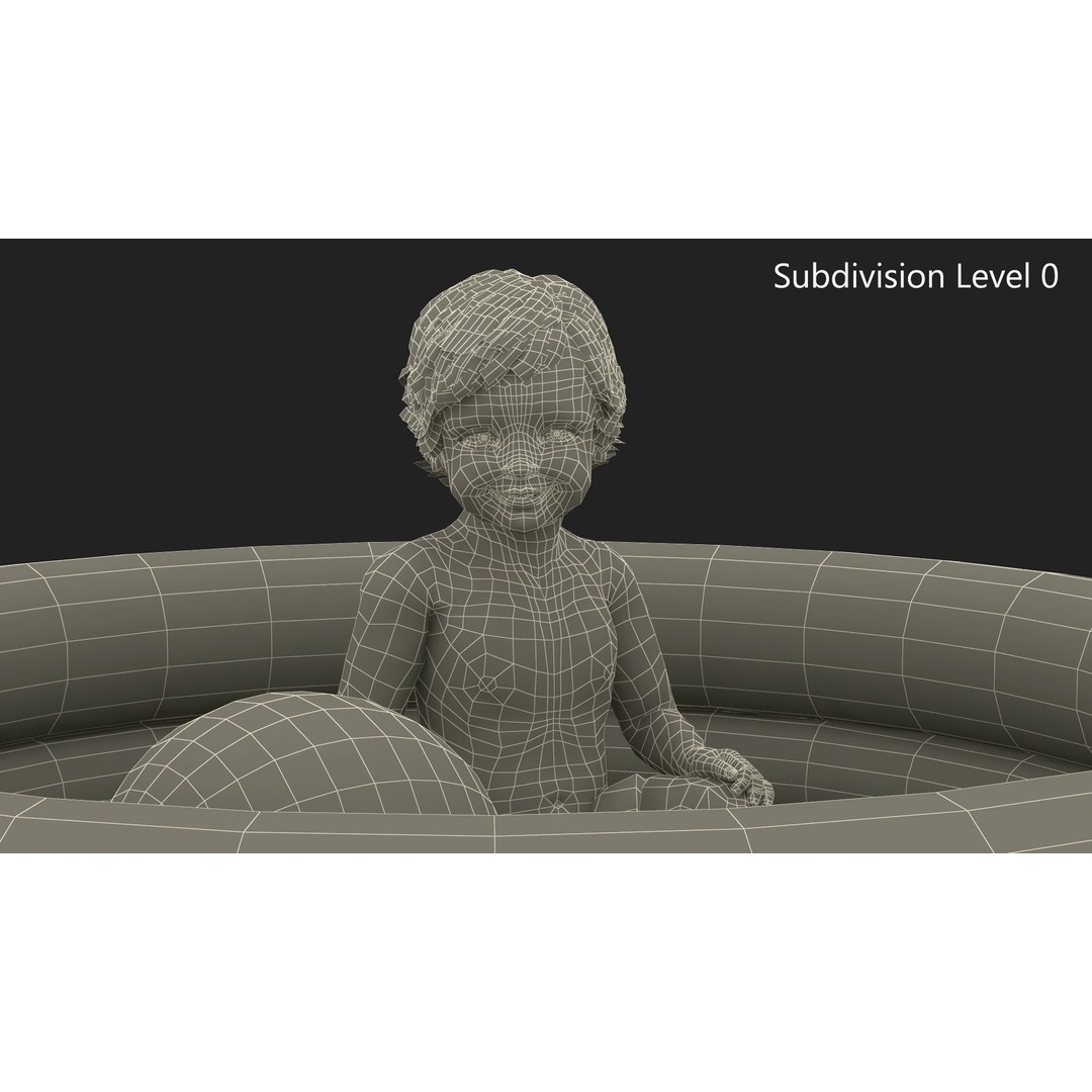 Baby Boy in Inflatable Pool 3D Model – Realistic Character, PBR Textures, FBX - View 14