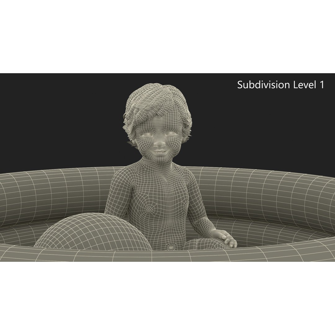 Baby Boy in Inflatable Pool 3D Model – Realistic Character, PBR Textures, FBX - View 15