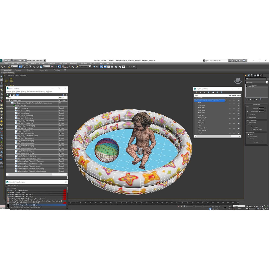 Baby Boy in Inflatable Pool 3D Model – Realistic Character, PBR Textures, FBX - View 18