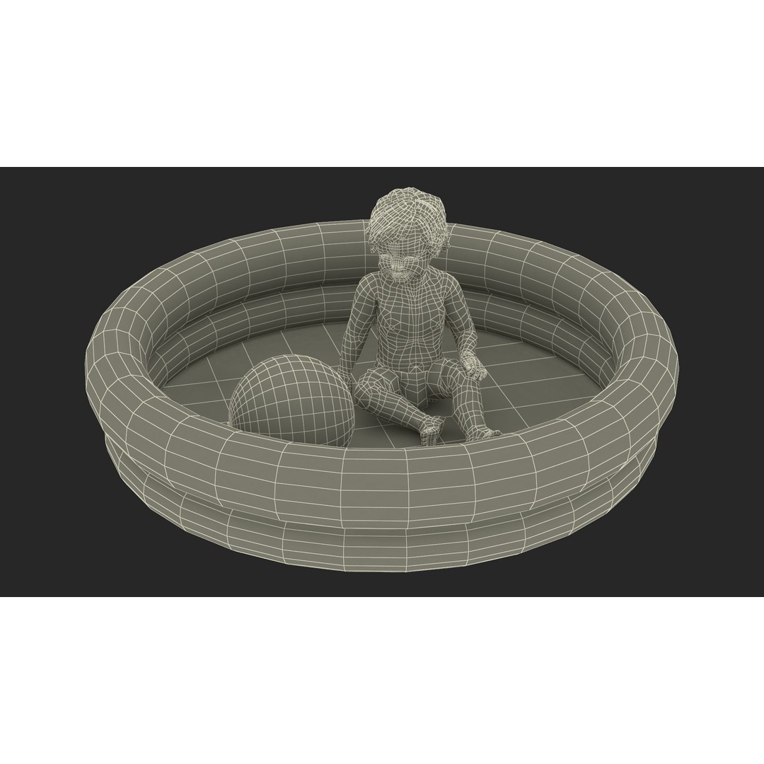 Baby Boy in Inflatable Pool 3D Model – Realistic Character, PBR Textures, FBX - View 19