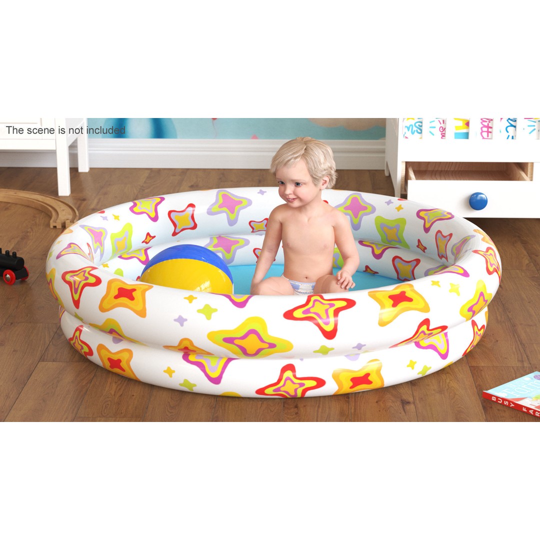 Baby Boy in Inflatable Pool 3D Model – Realistic Character, PBR Textures, FBX - View 2