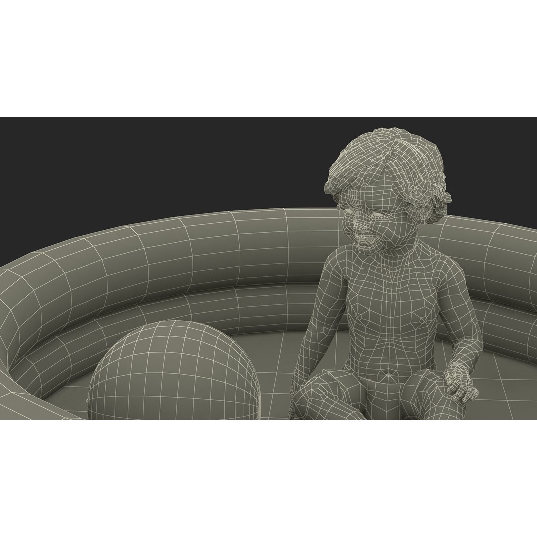 Baby Boy in Inflatable Pool 3D Model – Realistic Character, PBR Textures, FBX - View 21