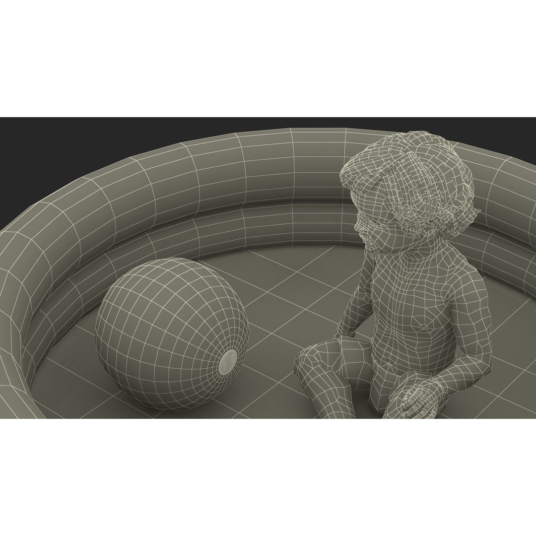 Baby Boy in Inflatable Pool 3D Model – Realistic Character, PBR Textures, FBX - View 22