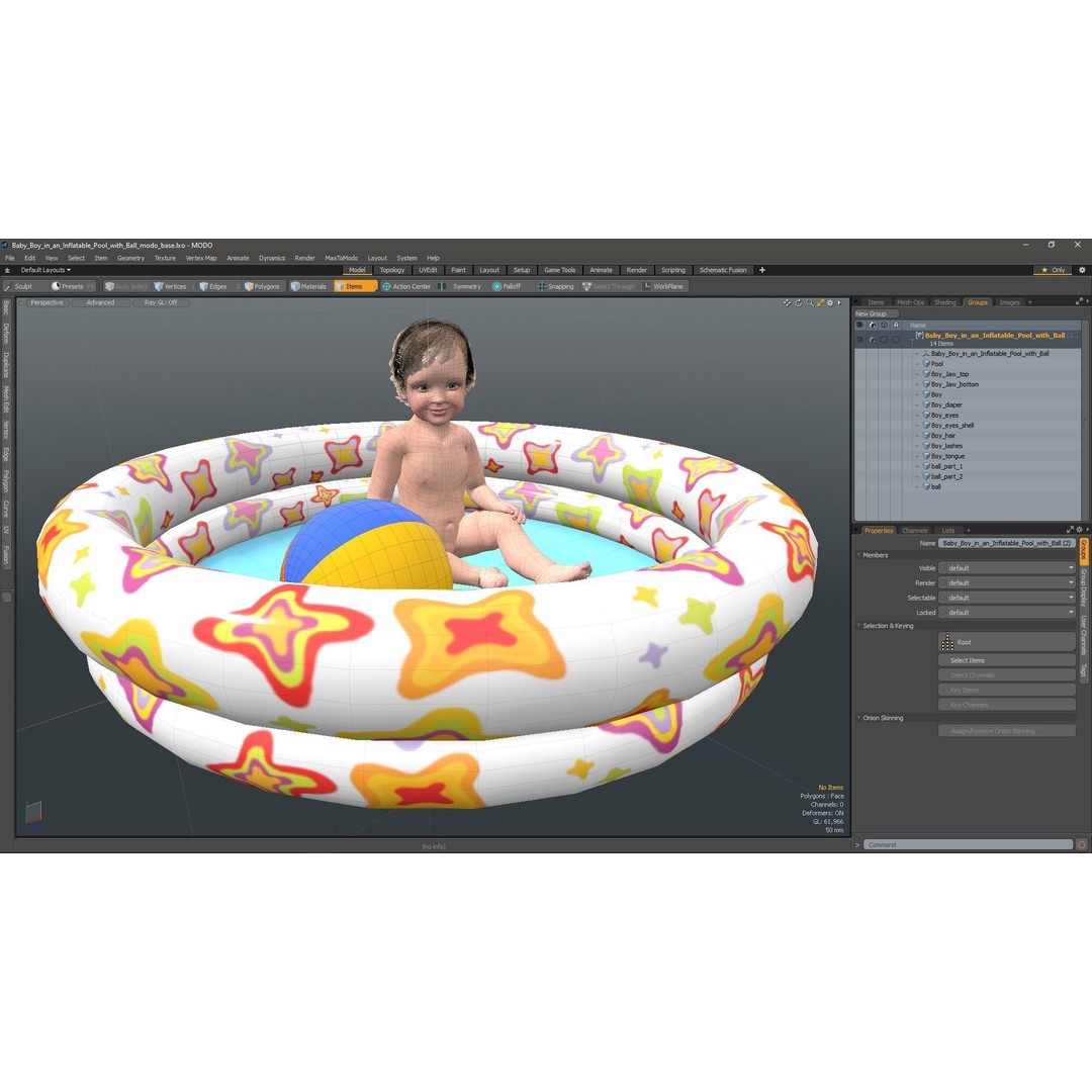 Baby Boy in Inflatable Pool 3D Model – Realistic Character, PBR Textures, FBX - View 24